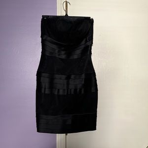 Black lace strapless dress